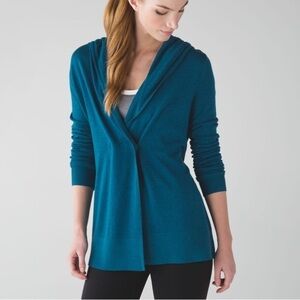 Lululemon Sun Savasana Wrap W4IH6S Cashmere Blend Sweater Tofino Teal Sz 10 GUC